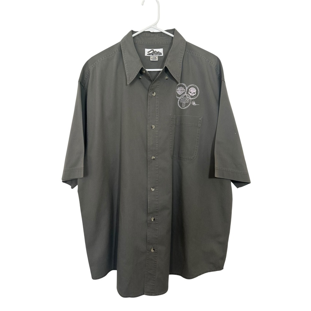 Tri-Mountain Harley-Davidson Sturgis 06 Button Down Shirt Mens XL Grey SS